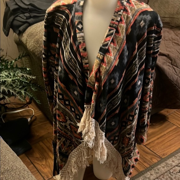 Aztec Print fringe cardigan - Picture 1 of 3